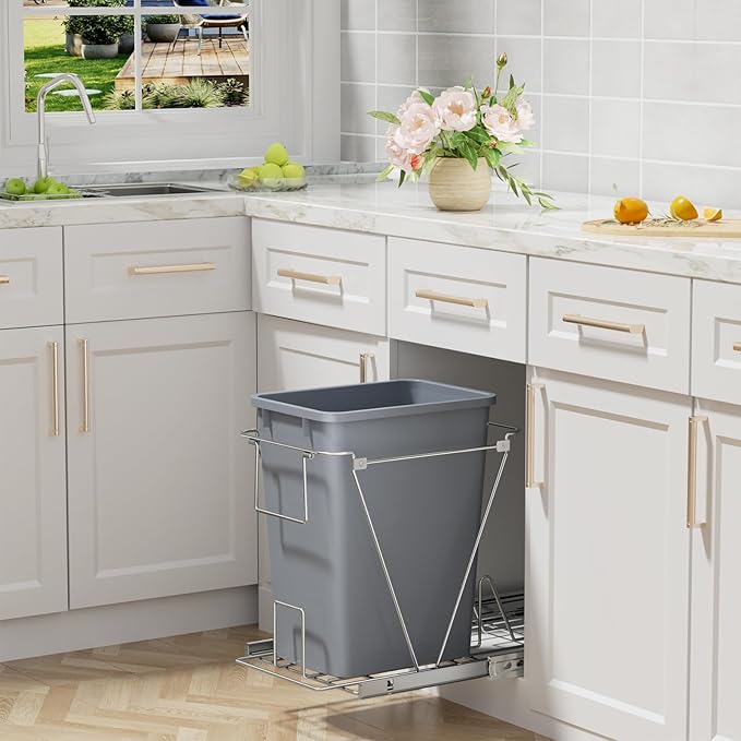 ROOMTEC Lightweight and Durable Slim Trash Can, 35QT Kitchen Trash Can, Lightweight and Sturdy Slim Trash Cans, Wastebaskets for Office, Workspace, Kitchen, Bathroom, 2 PCS