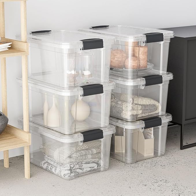 Superio Clear Storage Bins with Lids, Stackable Storage Box with Latches and Handles, Extra Small, 2 Pack 2 Quart