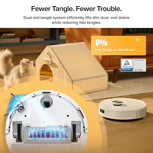 roborock Q7 M5+ Robot Vacuum and Mop, Upgraded from Q5 Max+, 7 Weeks Self-Emptying, 10000Pa Suction, Dual Anti-Tangle System, for Pet Hair & Carpet, PreciSense LiDAR Navigation, App Control, White