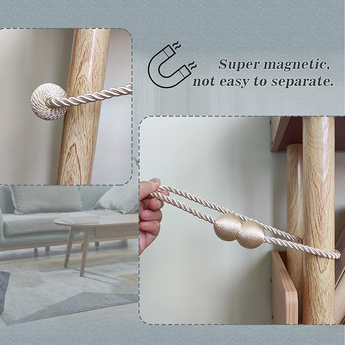 Hion Magnetic Curtain Tiebacks White 6 Pack, Curtain Tiebacks Buckles Holdbacks Holders Hooks Clip for Home Bedroom Office Decorative Thick or Thin Curtain