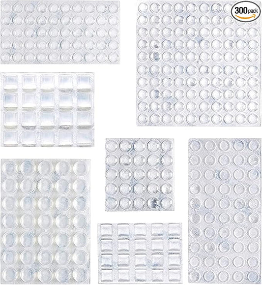 Amazon Basics Cabinet Door Bumper, Clear Self Adhesive Bumpers Pads for Surface Protection and Noise Reduction, 300-Piece, 6.9 x 4.5 x 0.6 inch