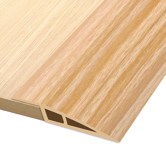 Vinyl Door Threshold Flooring Transition Strip Self Adhesive Carpet Edging Strip for Laminate Doorway Edge Threshold from 1/5" to 2/5" (Light Yellow Wood Grain, 10 Ft)