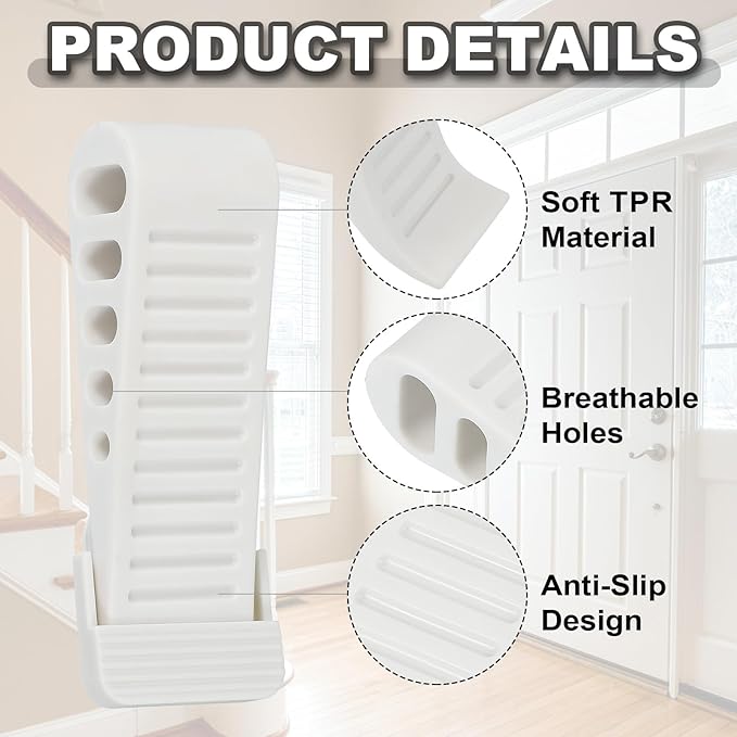 PATIKIL Rubber Door Stoppers for Bottom of Door, Door Wedge Stopper with Holder Sturdy Stackable Doorstop Wall Protector for Home Office Floor Concrete Tile, White