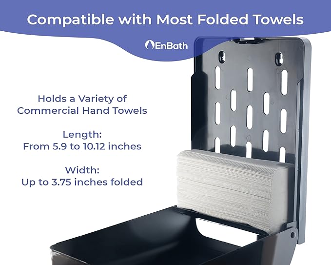 Commercial Paper Towel Dispenser Wall Mount, Holds 500 Multifold, Trifold, Z Fold, C Fold Hand Towels for Bathroom/Restroom, Office, Shop, or Home (Black)
