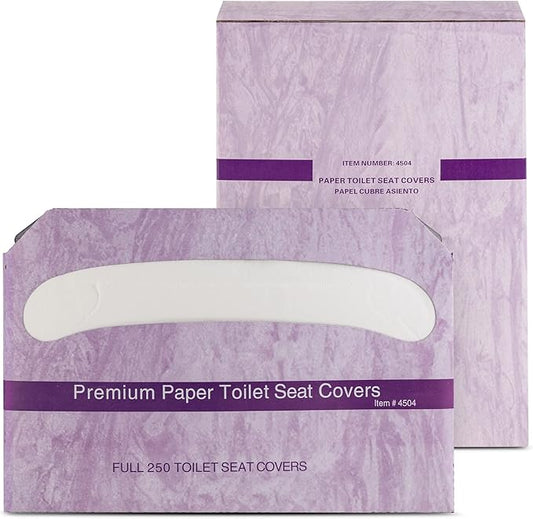 EZbrnd Premium Half-Fold Disposable Toilet Seat Covers, Flushable Paper Cover for Bathtoom, White, 250 sheets x 4 pk