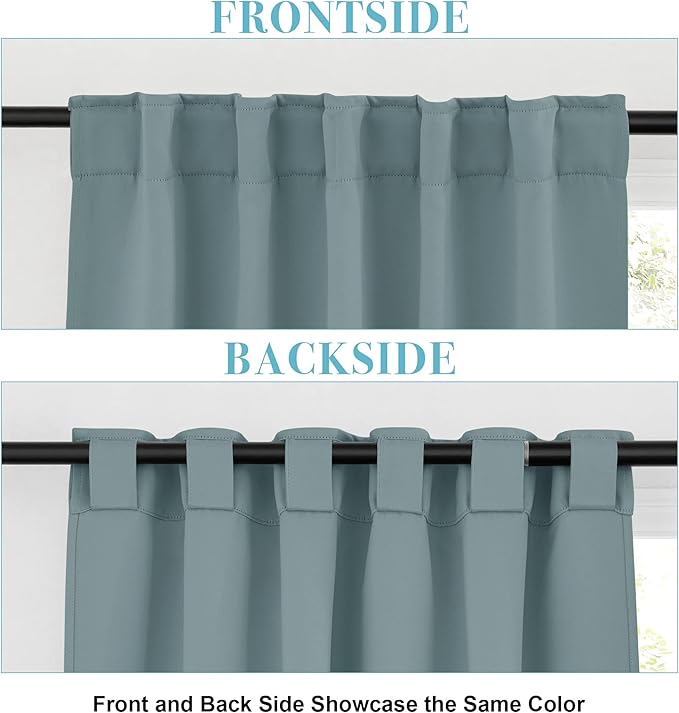 RYB HOME Kitchen Window Curtains - Blackout Privacy Half Window Curtains for Bedroom Bathroom Dining Living Room Cafe Office Short Tiers Drapes, W 34 x L 36 inches, 2 Panels, Dusty Blue