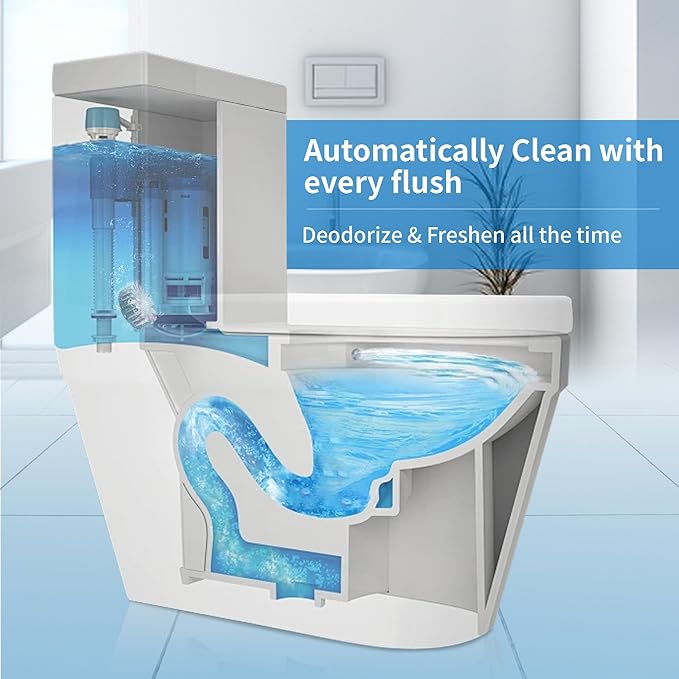 Toilet Bowl Cleaner Tablets, Automatic Toilet Tank Cleaner for Deodorizing & Descaling, Long-Lasting with Sustained Release Technology for Bathroom Cleaners, Blue & White, 20 Packs
