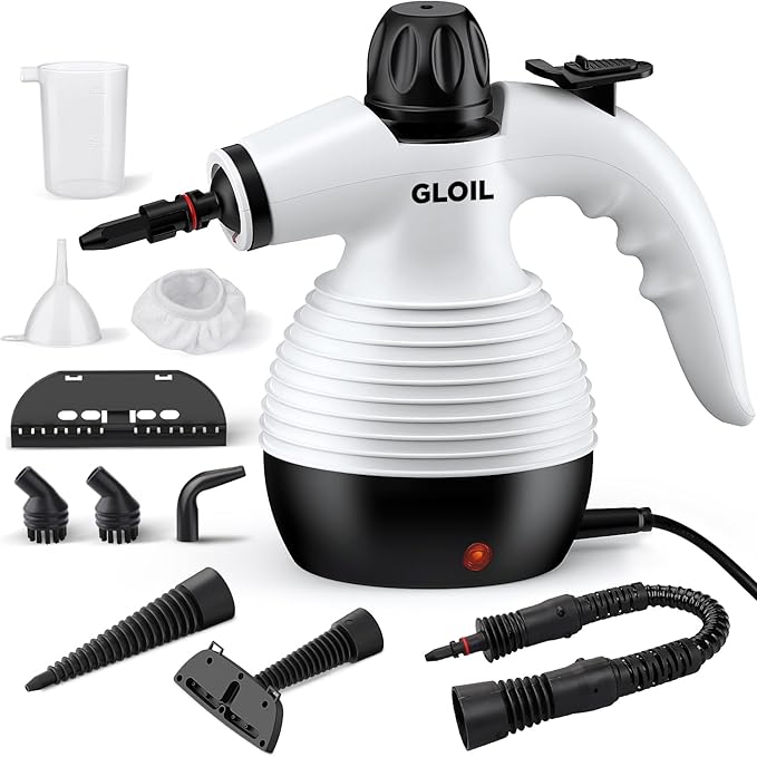 Handheld Steam Cleaner, Steamer for Cleaning, Multipurpose Portable Steam Cleaners for Home Use with Safety Lock and 10 Accessory Kit to Remove Grime, Grease, and More, Save Time and Effort