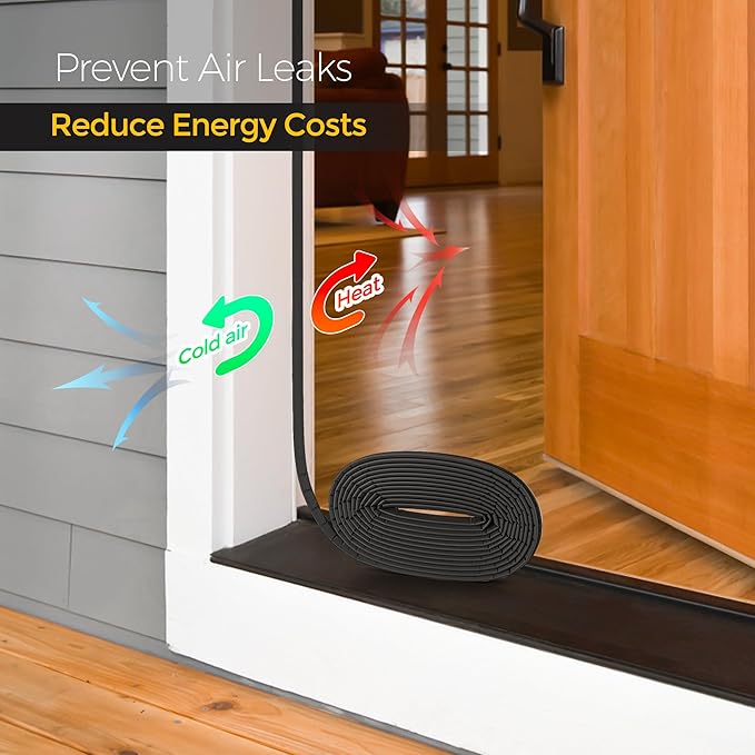 Weather Stripping Door Seal Strip - Soundproof Q-Shaped Foam for Exterior Door Frame, Large Gap Seal, Noise Cancelling, Easy to Install (Black, 30FT)