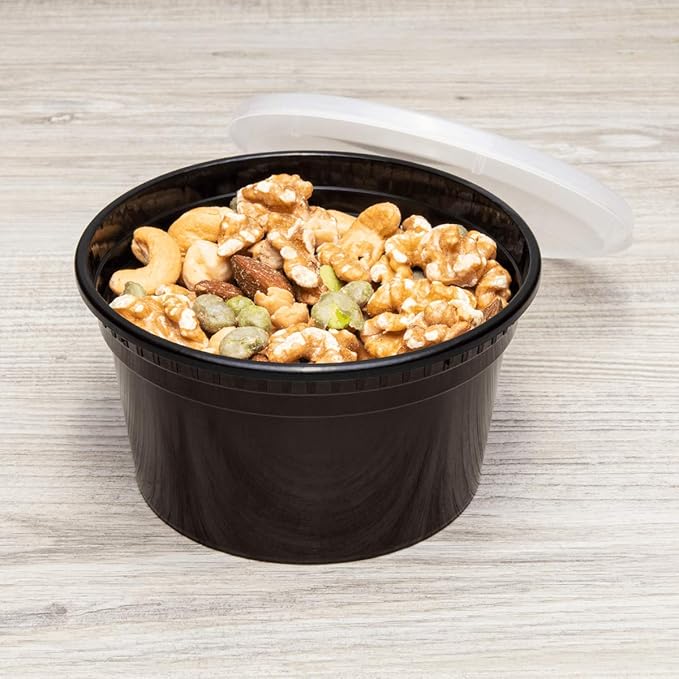 Karat [12oz - 240 ct Black PP Injection Molded Round Deli Containers with Lids (FP-IMDC12-PPB)