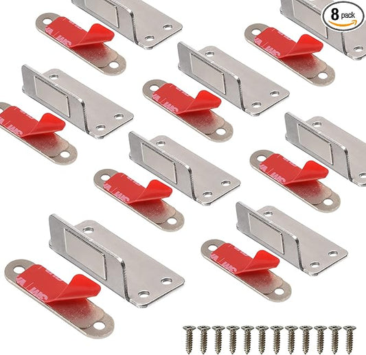 Cabinet Magnets Mousike Adhesive Strong Magnetic Door Catch Stainless Steel Kitchen Magnetic Latch Used to Close Cupboard Cabinet Closet Door Drawer(Silver 8Pack)