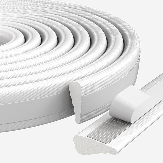 16.4 Ft Weather Stripping Seal Strip for Doors/Windows,Soundproofing Window Insulation Draft Stopper for Winter, Selfadhesive Foam Weather Strip for Door Frame,Door Gap Filler Noise Blocker(White)