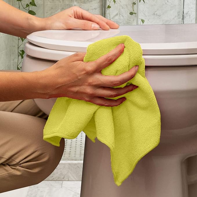 Avalon Towels Microfiber Cleaning Cloths (Value Pack of 36) Size 16" x 16", Highly Absorbent Cleaning Rags, Lint Free Cleaning Towels, Reusable and Washable, Microfiber Towels for Cars (Yellow)