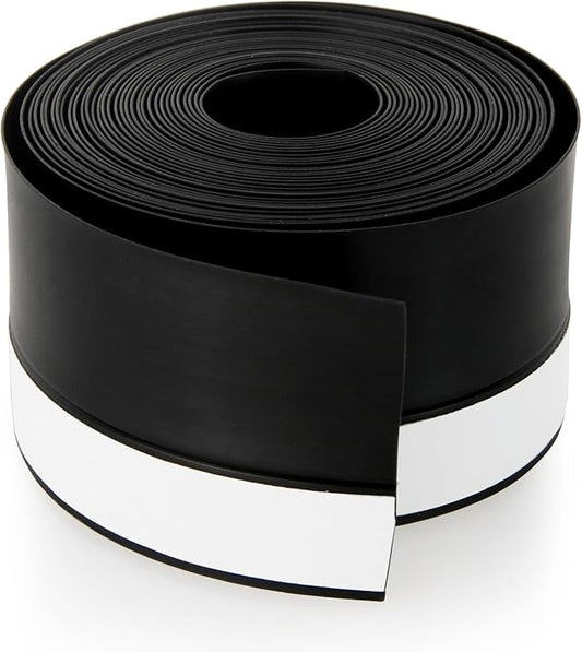 Silicone Weather Stripping Door Seal Strip, 16.4 Feet Self Adhesive Sealing Sticker Sealing Tape for Door Draft Stopper Adhesive for Doors Windows Shower Glass Gaps (Black, Width 45mm)