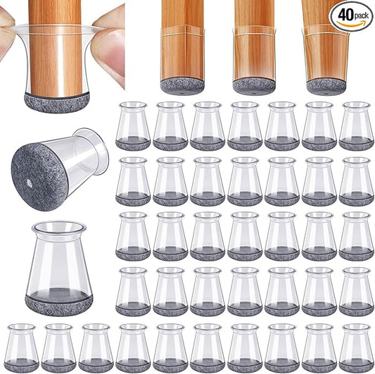 40 Pack Extra Small Chair Leg Floor Protectors Silicone Covers to Protect Floors Universal XS Clear Fit (8/16"-15/16")