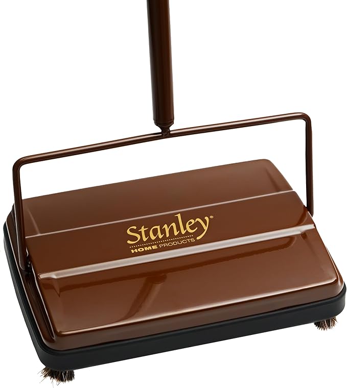 STANLEY HOME PRODUCTS Electrostatic Carpet & Floor Sweeper - Heavy Duty Lightweight Floor Cleaner - Suitable for Smooth Floors and Low Pile Rugs & Carpeting No Electricity Needed (Brown)