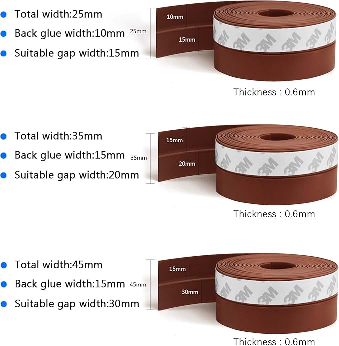 TAROSE Weather Stripping, Silicone Door Seal Strip Door, Window, 16 Feet Long, Reddish Brown (Width 35mm)