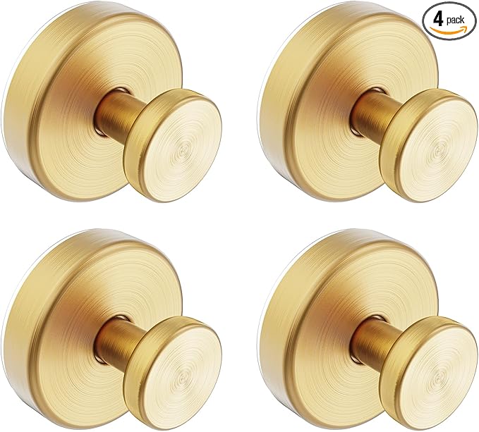 Suction Cup Hooks for Shower, Removable Towel Hooks for Bathroom Window Glass Door Wall, Bath Robe Looafh Hook for Hanging - 4 Pack, Gold1