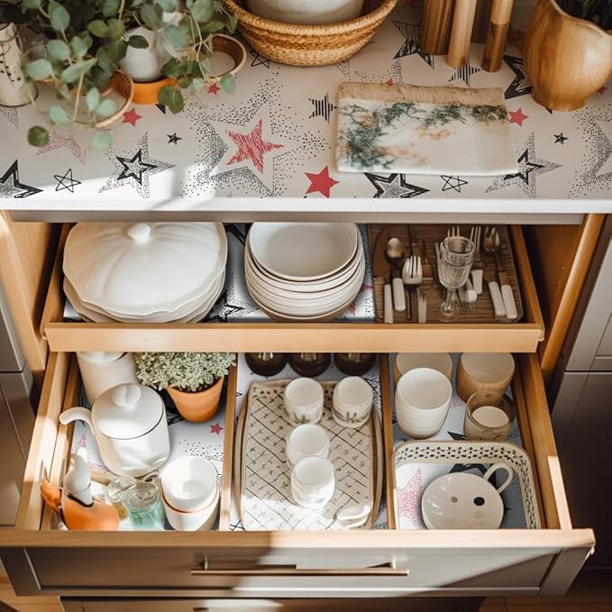 Shelf Liner 18" W x 288" L Non Adhesive Kitchen Drawer Liner, Waterproof Shelf Liner Durable Anti-Slip for Kitchen Cabinets