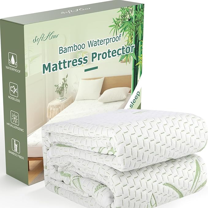 Twin XL Mattress Protector Waterproof Mattress Pad Washable Bamboo Rayon Mattress Cover Breathable Noiseless Bed Protector 5" - 21'' Elastic Fitted Deep Pocket