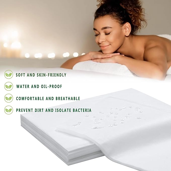 200 Pcs Disposable Bed Sheets 31" x 71" Massage Table Sheets Non Woven Fabric SPA Bed Cover Breathable for Massage Beauty Tattoos