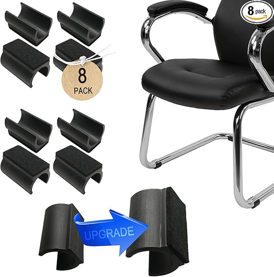 Rectangle U Shaped Chair Leg Tips Cap with Felt Pads,Furniture Feet Protectors Slide Smoothly Glides,Protect Hardwood Floor No Scratches No Noise,Fit 22mm(7/8inch) Diameter Tubular Legs (Black 8PCS)