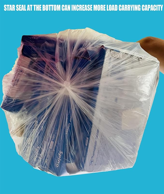 33 Gallon Trash Bags, 250 Count Bulk, Heavy Duty Clear Plastic Recycling Garbage Bags, Multi-purpose Can Liners for Business Home Commercial, Industrial Contractors, Storage & Outdoor