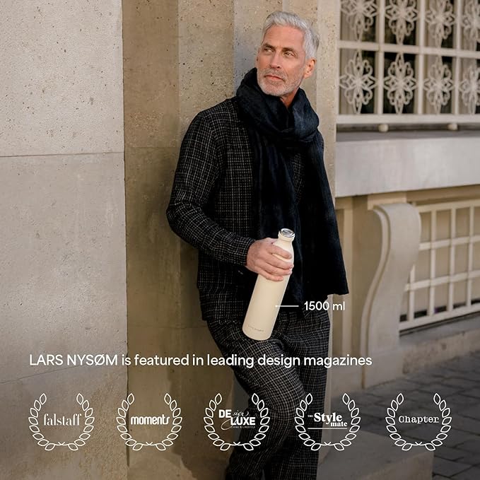 LARS NYSØM Stainless Steel Insulated Water Bottle 12oz 17oz 25oz 34oz 51oz | Insulated Thermo Flask for Hot and Cold Beverages | Leakproof Drinking Bottle (Pine Green, 25.4oz)