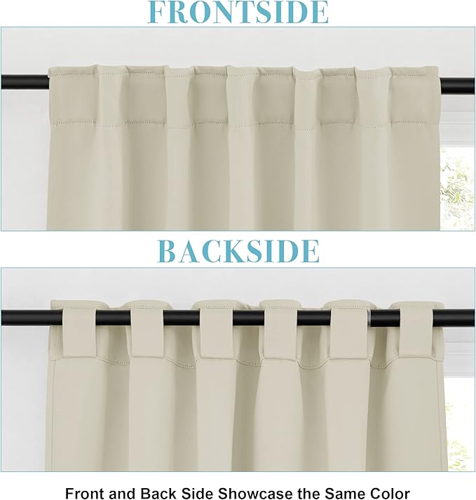 RYB HOME Blackout Curtains for Living Room, Back Tab & Rod Pocket Top Insulating Window Decor for Bedroom Dining Classroom Home Office, W 62 x L 72, Beige, 2 Panels