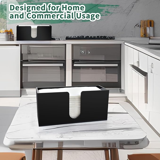 1Pack Paper Towel Holder Countertop, Black Acrylic Napkin Dispenser, Multifold Paper Towel Dispenser for Z-fold C-fold MultiFold Trifold-Bathroom Toilet Kitchen Restaurant