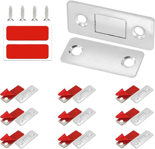 Cabinet Magnetic Catch, 10 Pack Ultra Thin Magnetic Cabinet Door Catch, Adhesive Cabinet Magnets for Kitchen Drawer Cabinet Door Closet, Concealed Strong Magnetic Cabinet Latch