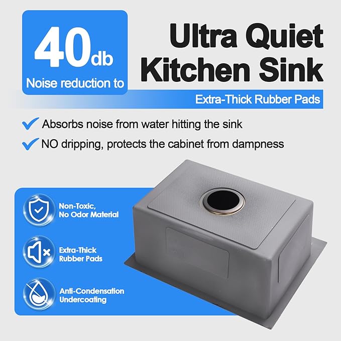 24x18x9 Inch Kitchen Sink, Handmade 304 Black Stainless Steel Single Bowl, 2-Hole Drop In Installation, R10 Tight Corner, for Modern Kitchen/RV/Outdoor Sink