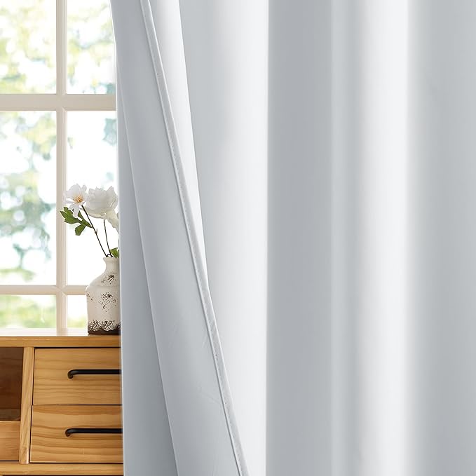RYB HOME Mini Small 100% Blackout Curtains for Kitchen, Energy Saving Heat Blocking Half Window Curtains Drapes for Bathroom RV Car, Wide 34 x Long 30 inches, White, 2 Pcs