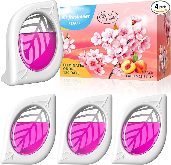 Air Freshener for Home, 4 Pack, Peach, Odor Eliminator for Small Area Closets Bathroom Pets Strong Odor, Up to 120 Days