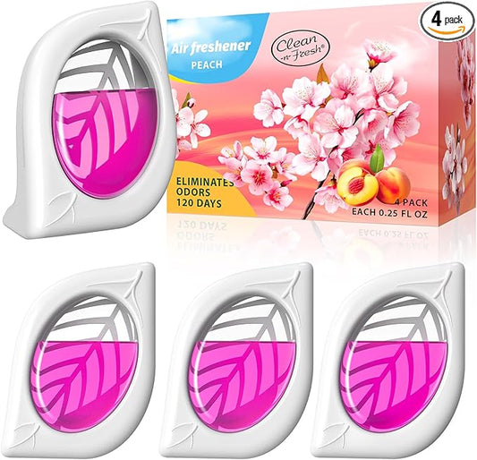 Air Freshener for Home, 4 Pack, Peach, Odor Eliminator for Small Area Closets Bathroom Pets Strong Odor, Up to 120 Days