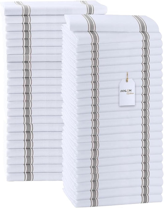 Dish Towels Set (Value Pack of 45) Size 15x25 Inch, 100% Cotton Soft & Absorbent Linen Kitchen Towels, Tea Towels, Reusable Cleaning Cloths for Household Cleaning (Grey)