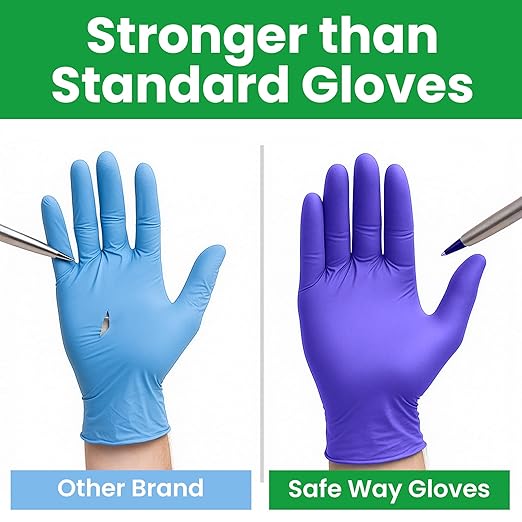 SafeWay Nitrile Disposable Gloves — Multi-Purpose Powder-Free, Non-Latex, Medical Use, and Textured Fingertips for Food Prep, Cleaning, Tattoo, Nursing, Lab, Examination, & More — (8000pcs, X-Large)