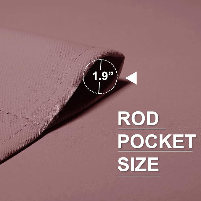 RYB HOME Small Curtains Blackout - Privacy Energy Efficiency Mini Curtains for Kids Bedroom RV Camper Windows Trailer Bathroom Kitchen Cabinet Window Tiers, W 29 x L 36, Dusty Rose, 2 Panels