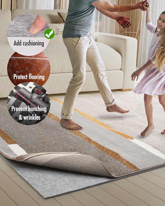 Non Slip Rug Pad Gripper - 3x5 Feet 1/4” Extra Thick Felt Under Rug for Area Rugs and Hardwood Floors,Super Cushioned Non Skid Carpet Padding