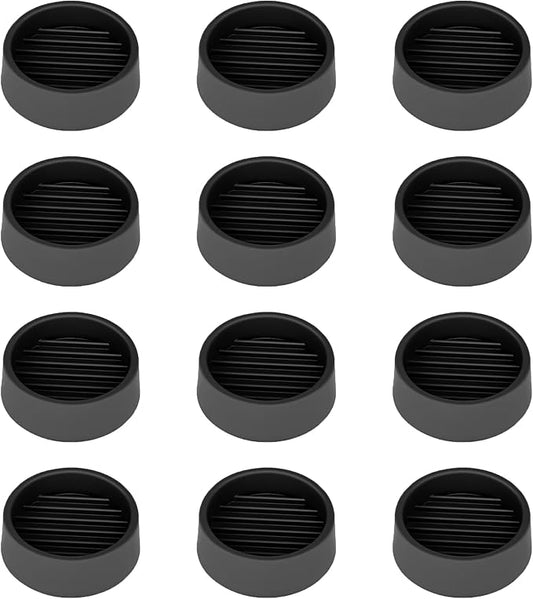 Non Slip Furniture Pads, 1.5' Round Black Rubber Caster Cups, 12 Pcs Anti-Slip Gripper, Anti Slide Floor Protectors for Bed, Couch, Stoppers