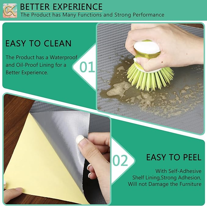 Self-Adhesive Shelf Liner Kitchen Liner, Waterproof Backed Paper Easy Peel and Stick Contact Liner Without Residue for Decor Your Desk Surface, Kitchen Countertops (Silver, 23.6 x 118.1 inches)
