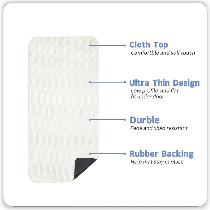 Bath Mat,Ultra Thin Bathroom Runner Rugs,Large Bath Mats for Bathroom,Quick Dry,Non-Slip,Machine Washable,Low Pile,Bath Rug,Shower Outside,Sink,Home Decor Accessories.White,1'5"x4'11"（17x59inch）
