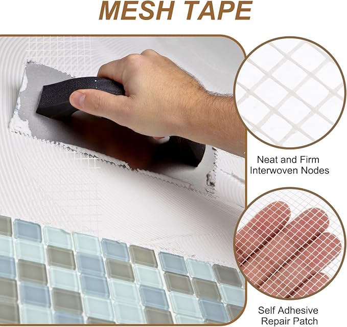 PATIKIL Drywall Repair Mesh Tape, 4 inch x 164 ft Fiberglass Repair Patch Self-Adhesive Dry Wall Joint Tape 12 Mesh Wall Hole Crack and Seam Patch, White