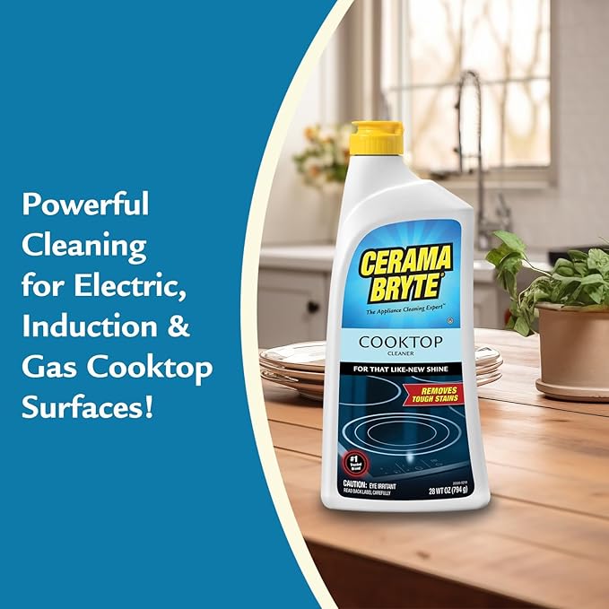Cerama Bryte Removes Tough Stains Cooktop and Stove Top Cleaner for Glass - Ceramic Surfaces, 18 Ounces, 4 Pack