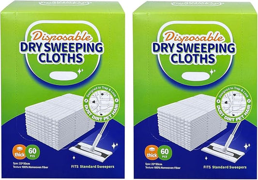 JEBBLAS Disposable Mop Cloth Dry Sweeping Pad for Floor Mop Sweeping Cloths Multi Surface Refills, 120 Pcs/Pack