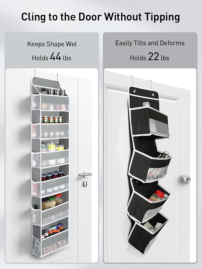 Yecaye 3 Pack Over The Door Organizer, 6-Tier Closet Door Hanging Organizer with 12 Mesh Pockets, Bathroom Organizers and Storage, Ultra Sturdy Large Capacity Over Door Storage Newborn Baby Essentials