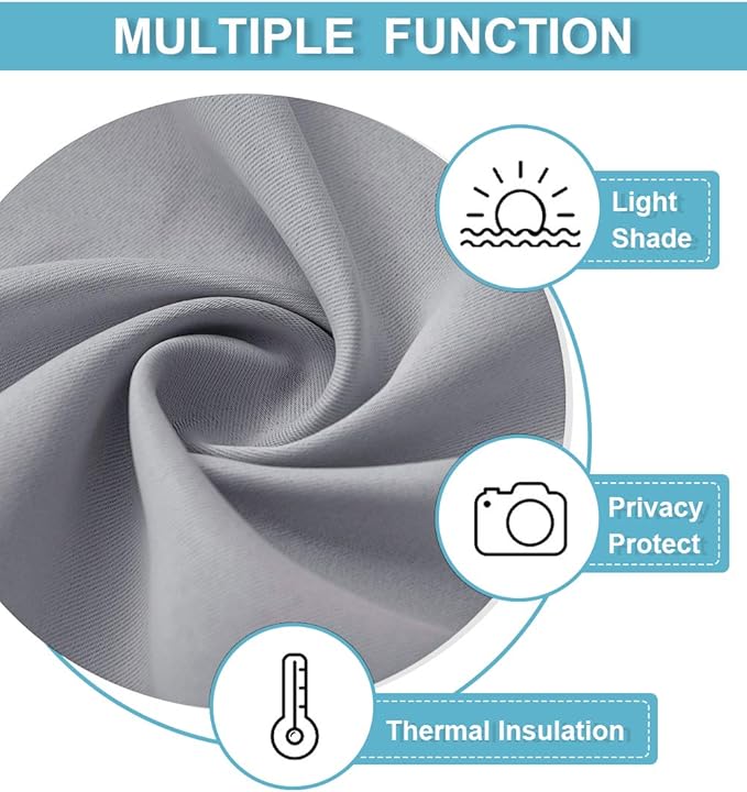 RYB HOME Curtains for Bedroom 63 inches Long, Blackout Thermal Insulating Window Treatment Drapes for Living Room Bathroom Basement Laundry Classroom, W 34 x L 63, Silver Grey, 2 Panels
