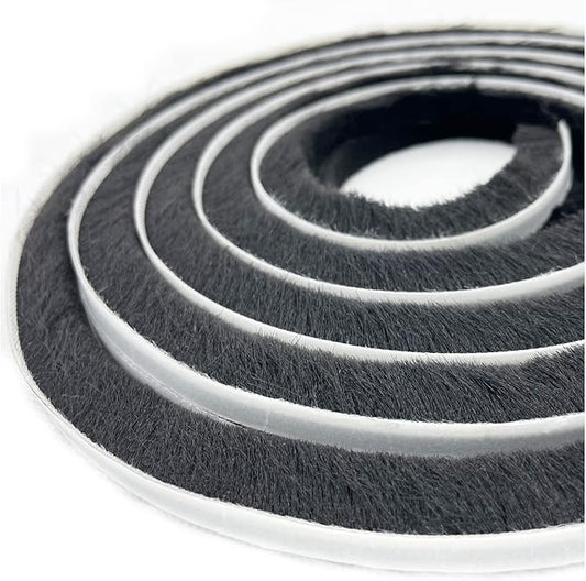 32ft Door Weather Stripping Door Seal Strip Brush for Sliding Windows/Doors Frame (32ft x11/32 Backing x 9/16 Brush inch, Black)