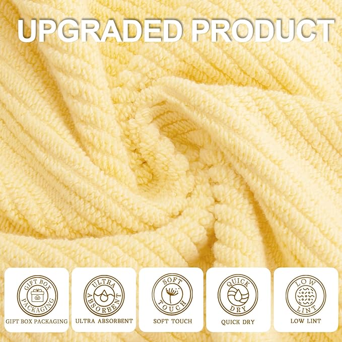 Yellow Bath Towels, Luxury Bath Towels Set of 4, Large 30"x56" - Cotton | Quick Dry | Lightweight | Thick | Soft | Absorb, Shower Towels for Hotel, Showering & Bathroom, Bath Towel Gift Set