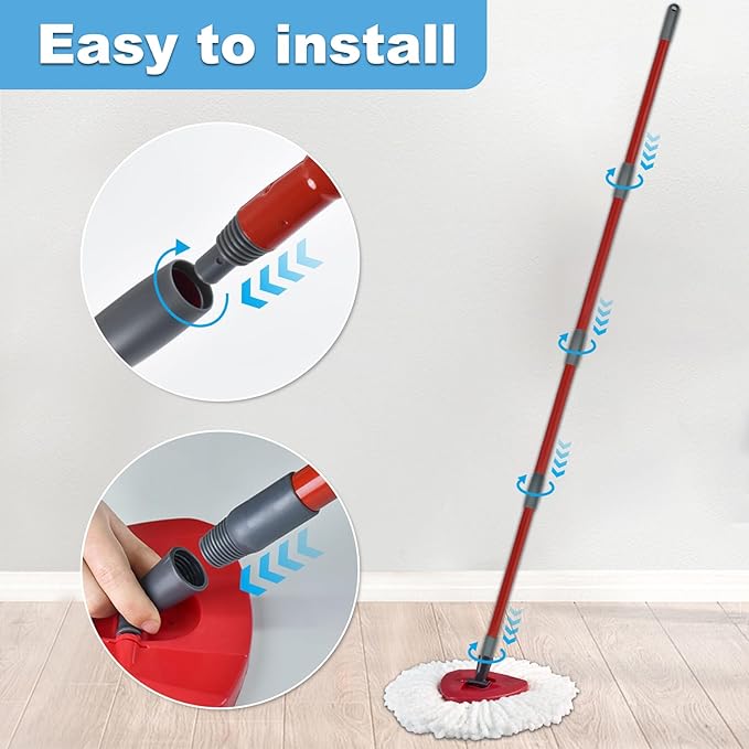 Mop Handle for Ocedar, Mop Handle for O Cedar, Spin Mop Replacement Handle for O Cedar, 4 Section 30" to 58" Mop Handles for Ocedar Spin Mop & H2pro Flat Mop, Mop Stick Mop Pole Handle for Ocedar Mop